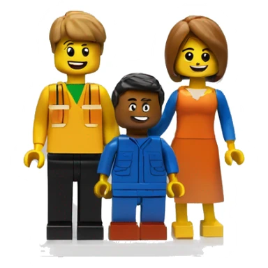 frame with 2 lego people, boy and girl on a 2 white lego blocks  sticker