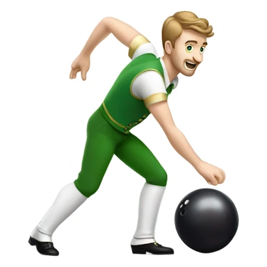 Irish male dancer bowling, in a standing, slightly bent over stance holding a bowling ball sticker