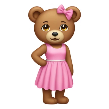 teddy bear wearing a pink dress sticker