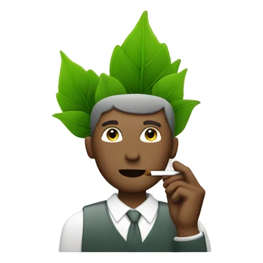 man smoking a cigarette with green leafs instead of tobacco sticker