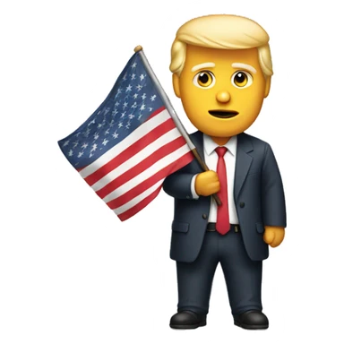 Guy looking like trump holding flag sticker