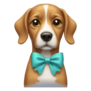 dog wearing a bow sticker
