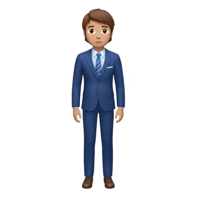 Chico blanco, traje azul raya diplomatica , pelo moreno revuelto,cuerpo entero sticker