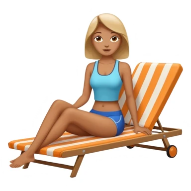 woman sitting on a sunbed - she must be dressed normally sticker