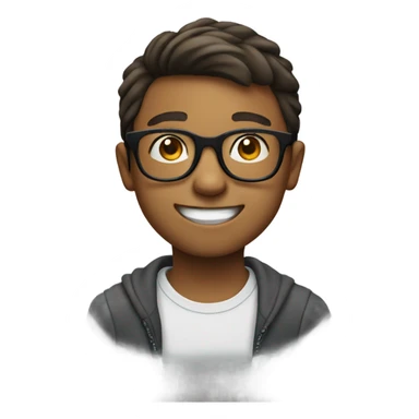 Boy with glasses doing a sideways smile sticker