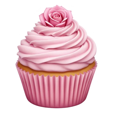 super realistic vanilla cupcake with a pink rose shaped frosting sticker