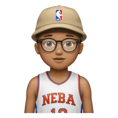 hat and glasses child with nba jersey sticker