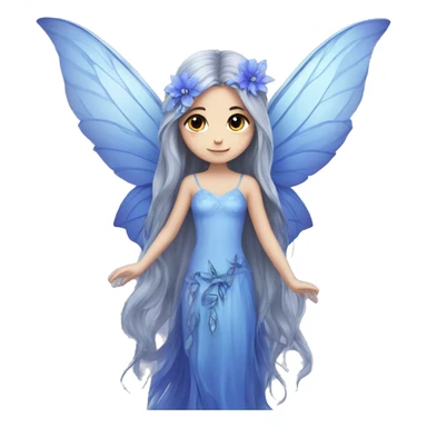 Beautiful, blue flower, fairy, blue, silver, purple, long hair, big wings sticker