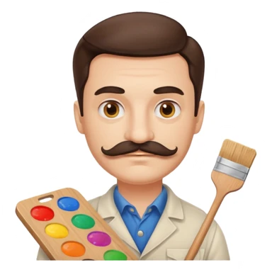 artist with a palette and a moustache sticker