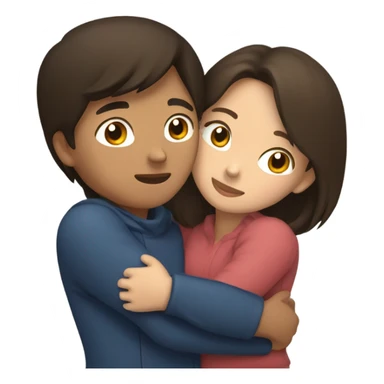 Young Filipino man young brunette woman hug sticker