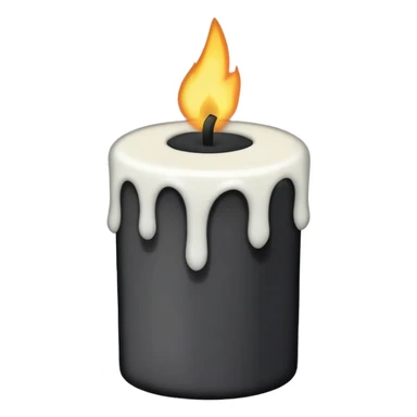 Minimalist emoji-style sticker of a candle with a broken or melted top and rising black smoke. No flame. Matte style. sticker