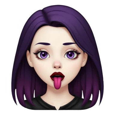 Goth girl with her eyes rolled up and towards her nose and her tongue sticking out sticker