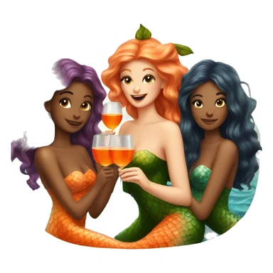 Three beautiful mermaids drinking aperol  sticker