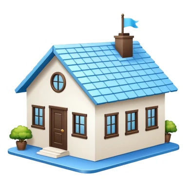 a house with a sky blue roof and white walls sticker