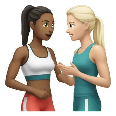 2 white skin woman in sportswear talking to eachother sticker