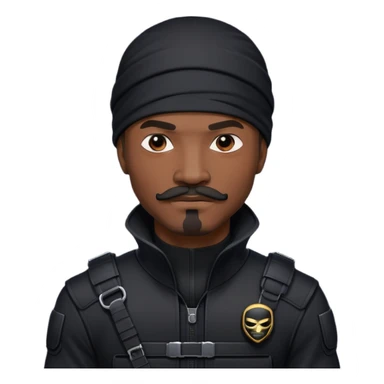african-american mustache mercenary black ninja hacker terminal command center sticker