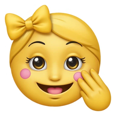 Şimdi sana bir tane emoji göstereceğim eli ağzında gözlerinde kirpik kafasında da kurdele olsun sticker