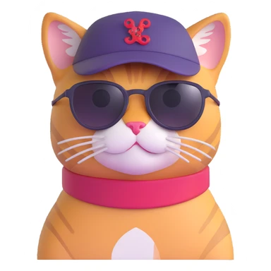 cat wearing sunglasses and a hat sticker