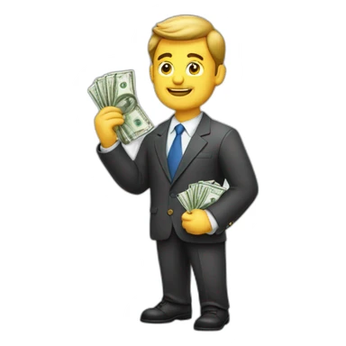 Business man with money in hand sticker