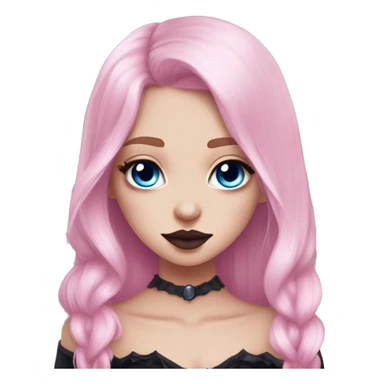 Cute spooky brown lips CUTE pink pale vampire teeth pretty pink eyebrows vampire goth princess elf ears blue eyes pink hair sticker