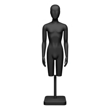 Minimalistic flat vector icon, iOS style, thin black contour on white background. Matte black mannequin in front of in 3D monochrome style. sticker