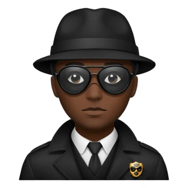 Siyah gözlük ve maske takan siyah dedektif sticker