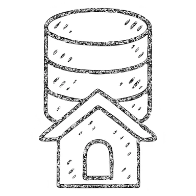 geometric forms hinting at database and basement with worn distressed effect sticker