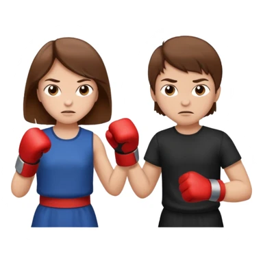 Fight girl and boy Brown hair  sticker