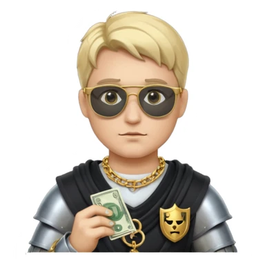 Knight with helmet gold chain dark glasses money sticker