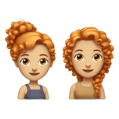 Two sisters, one with straight orange hair and the other with curly brown hair, both with light brown eyes. sticker