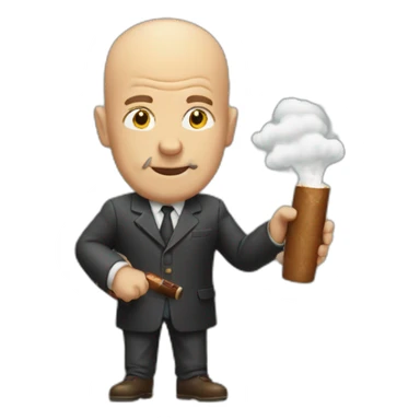 bald man with a big cigar in his hands sticker