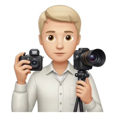 russian man journalist with camera sticker