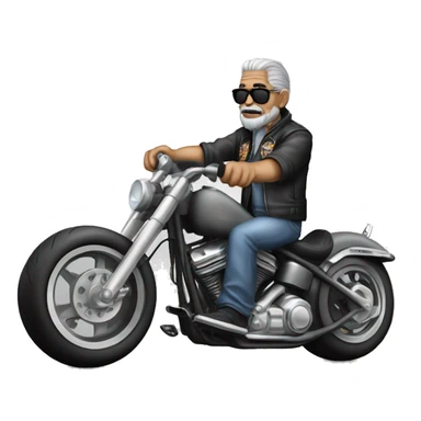 Old Biker Wirh Chicano Harley in grey  sticker
