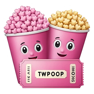 pink popcorn with 2 cinema tickets sticker
