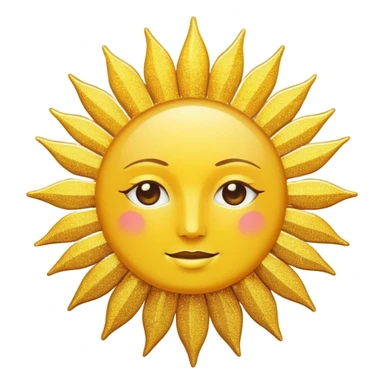 sun in 2d golden glitter in colour without face sticker