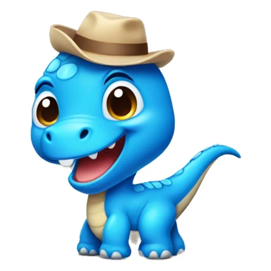 Cute blue dinosaur with bow sticker