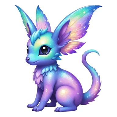 Pastel nebula furry realistic glittery Randomly-faerie-drake-colored sparkly exotic Fakémon-creature sticker