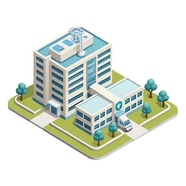 hospital isometric view sticker