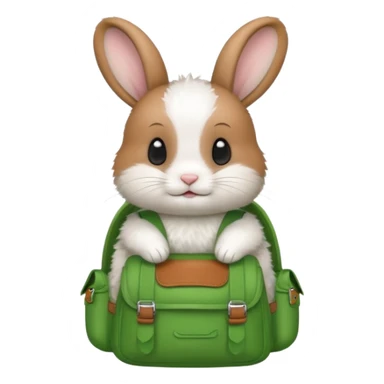 baby rabbit wear green backpack sticker