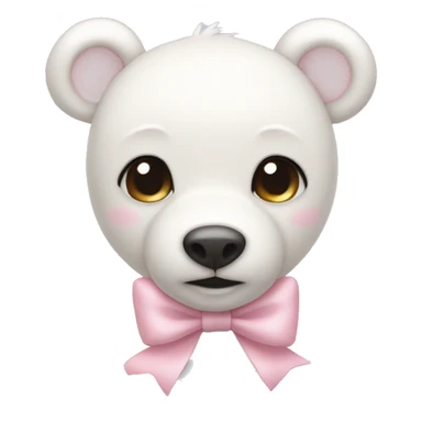 White teddy bear with light pink bow on the ear sticker