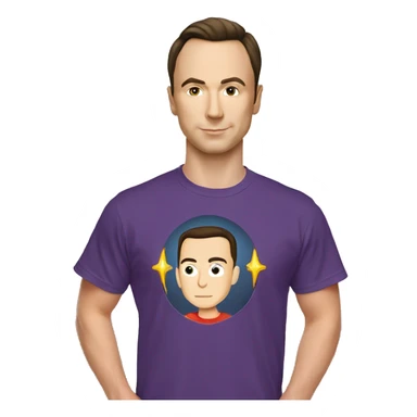 sheldon cooper from big bang theory in his flash t shirt sticker