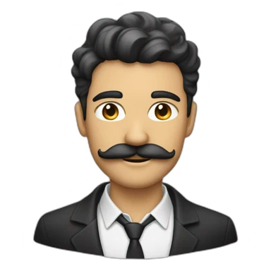 Homme avec les cheveux noirs et une moustache en brasee de 2cm sticker