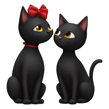 black cat and red cat kissing sticker