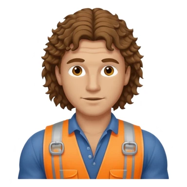 Hot white male builder with curly brown mullet hair and muscles sticker