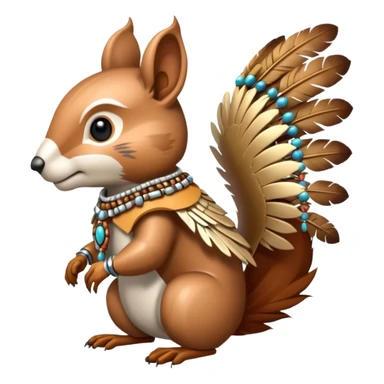 Full Robotic squirrel wearing native American regalia with feathers and beads sticker