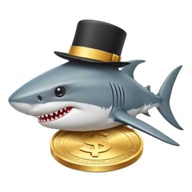 shark with tophat embedded on token coin   sticker