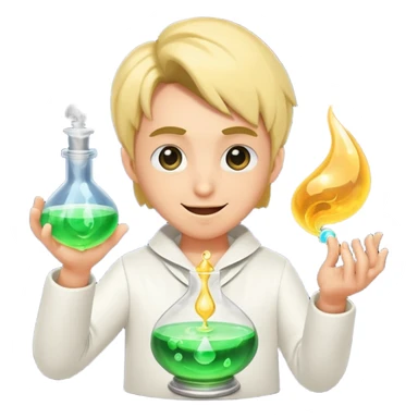 human alchemist winking while swirling glowing potion sticker