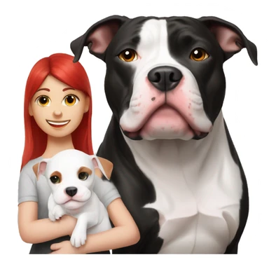 Black and white pitbull with red head girl owner sticker