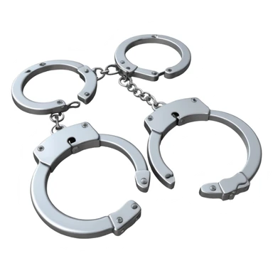 Hyperrealistic, mirco-detailed, isolated, 3D rendering, pair of Handcuffs sticker