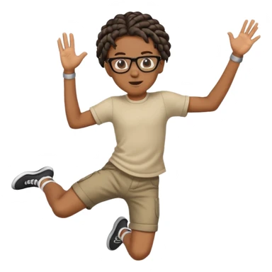 black boy with glasses and braided hair jumping sticker